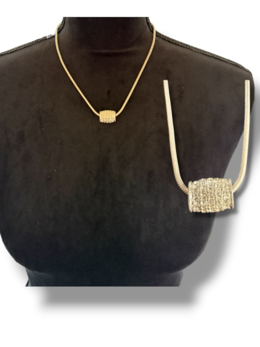 Avon Women's Silver Textured Barrel Tube Pendant Necklace Jewelry